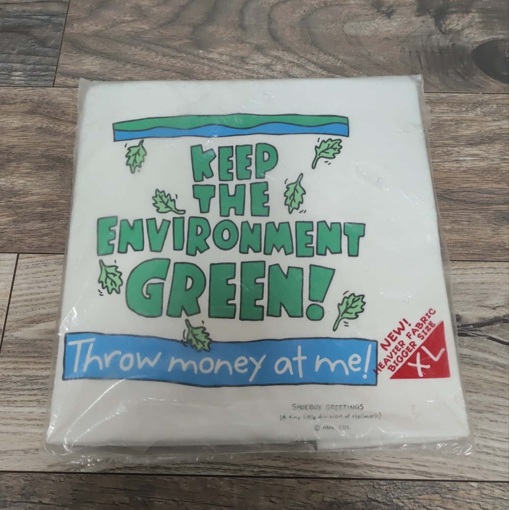 Vtg T-Shirt Keep Environment Clean Money Funny Comedy White Xl Usa